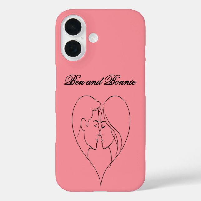 Étui iPhone silhouette de cœur pour couple personn (Verso)