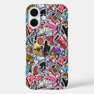 Étui iPhone Sticker Bomb Cartoon Collège Vintage