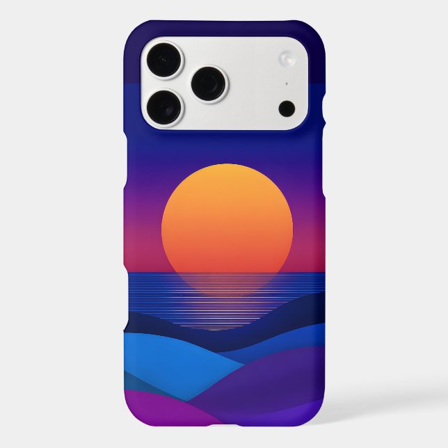 Étui iPhone Synthwave Coucher de soleil Vagues Abs (Verso)