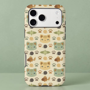 Étui iPhone Terreux Bohème Kitty Chat Beige Vert S