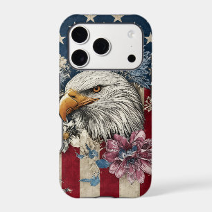 Étui iPhone Vintage American Eagle Floral Flag