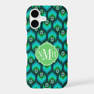 Étui Monogramme à Motif de Plume de Paon Moderne C
