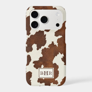 Étui Monogrammé en Cuir de Vache Marron