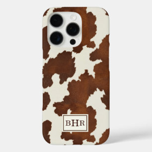 Étui Monogrammé en Cuir de Vache Marron