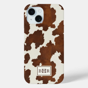 Étui Monogrammé en Cuir de Vache Marron