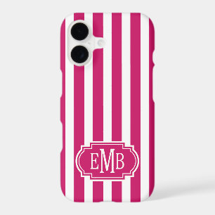 Étui Monogramme Rayures Berry et Blanc Case-Mate