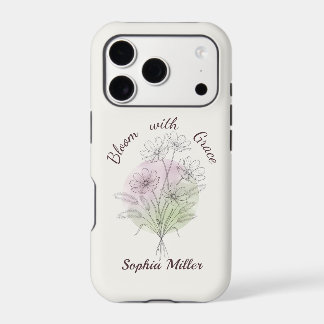 Étui Personnalisé Fleurs de Cosmos Botanique Nom P