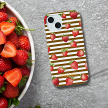 Étui personnalisé pour iPhone à rayures de fraise 