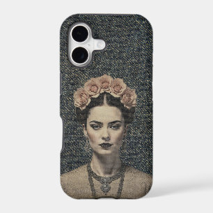Étui Pop Art en Denim Couronne Rose de Frida