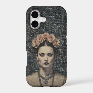 Étui Pop Art en Denim Couronne Rose de Frida