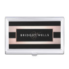 Élégant Monogramme Rose Gold et Black Stripes