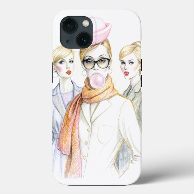 Étui pour iPhone 13 Funny Girls (Verso)