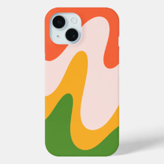 Étui pour iphone 15 Formes fluides ondulées abstra