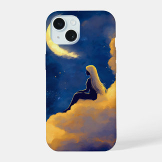 Étui pour iPhone 15 Nuages au Clair de Lune 