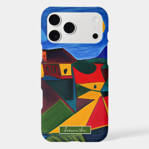 Étui pour iPhone 17 avec paysage de village abstra