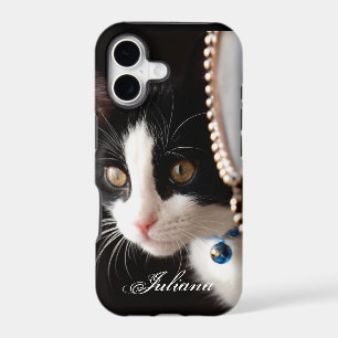 Étui pour iPhone 5 Chat Cachottier Noir et Blanc