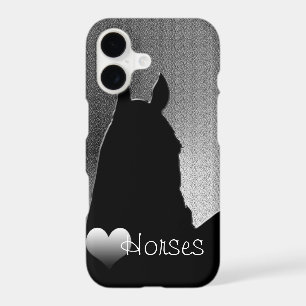 Étui pour iPhone 7 Heart Horses I (cœur argenté)
