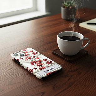 Étui pour iPhone à motif aquarelle de rose rouge v