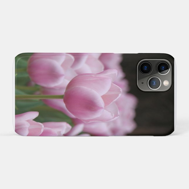 Étui pour iPhone à tulipe rose (Dos (Horizontal))
