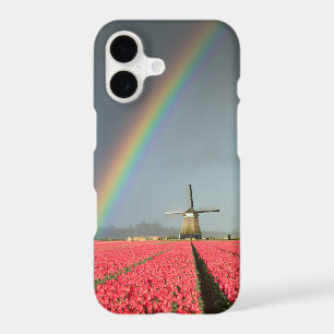Étui pour iPhone arc-en-ciel, tulipes et moulin à