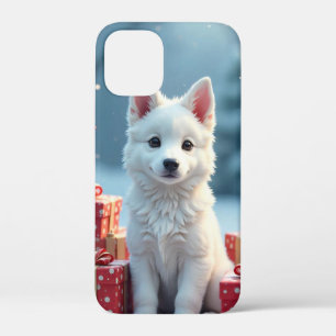 Étui pour iPhone avec chiot blanc enneigé pour les