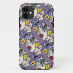 Étui pour iPhone / iPad Chat et Fleurs