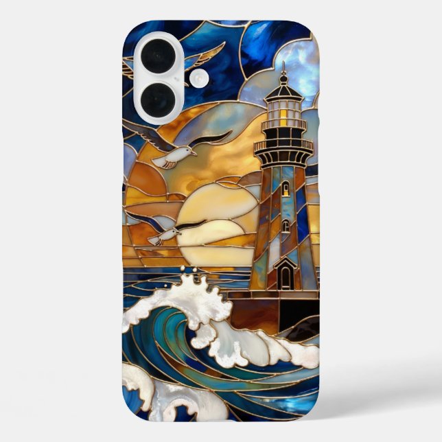 Étui pour iPhone Lighthouse Waves Ocean Sunset Des (Verso)