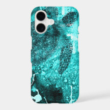 Étui pour iPhone Tortue marine, Image turquoise,