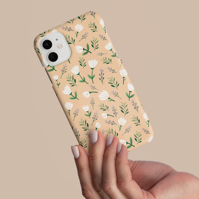 Étui pour téléphone Fleurs blanches et vanille (Créateur téléchargé)