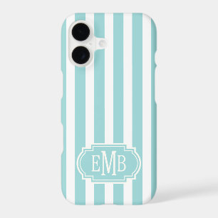 Étui rayé monogrammé Aqua et Blanc Case-Mate