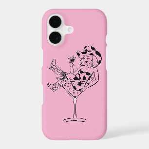 Étui rose pour iPhone 17 avec un design de cowgirl