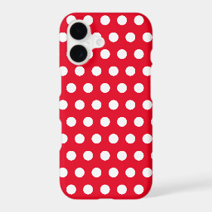 Étui rouge pour iPhone avec pois blanc
