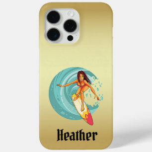 Étui Téléphone Doré Surfer Girl d'Heather