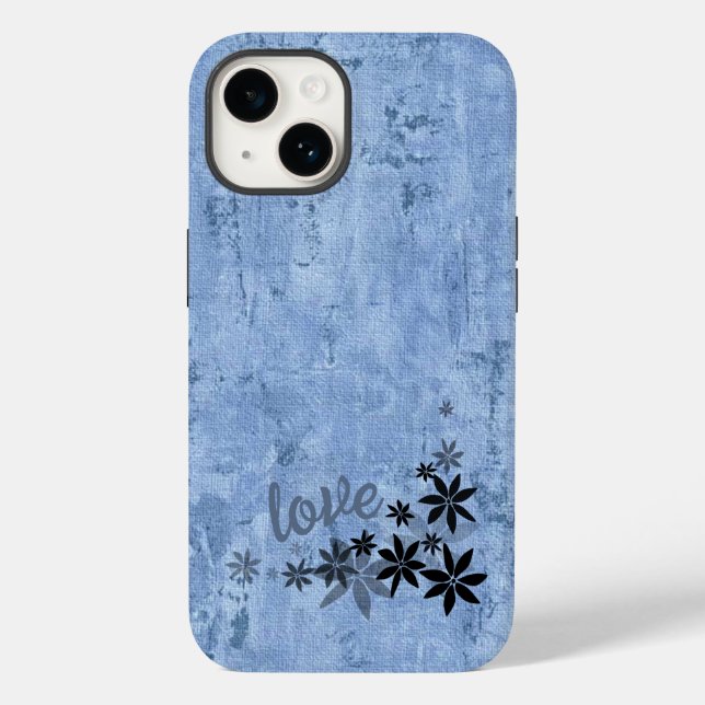 Étui téléphonique LOVE Blue Flowers (Verso)