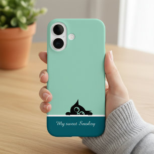 Étui vert pour iPhone avec motif de chaton mignon