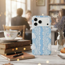 Étui vintage floral bleu pour iPhone 17