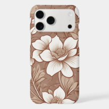 Étui vintage marron à motif floral rose pour Apple
