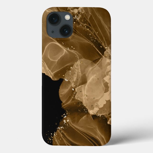Étui Watercolor Brown Gold Glitter pour iPhone / i (Verso)