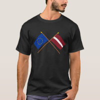 EU and Latvia Crossed Flags