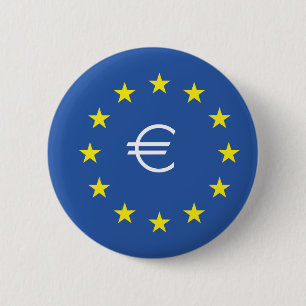EU flag.with EURO Symbol 2 Inch Round Button