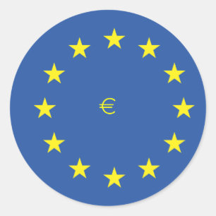 EU flag.with EURO Symbol Classic Round Sticker