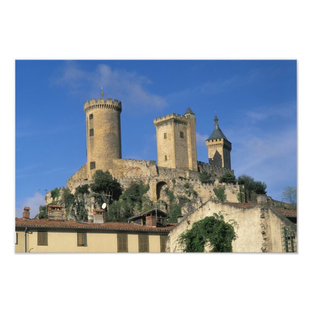 EU, France, Foix, Ariege, Pyrenees. Chateau Photo Print (Front)