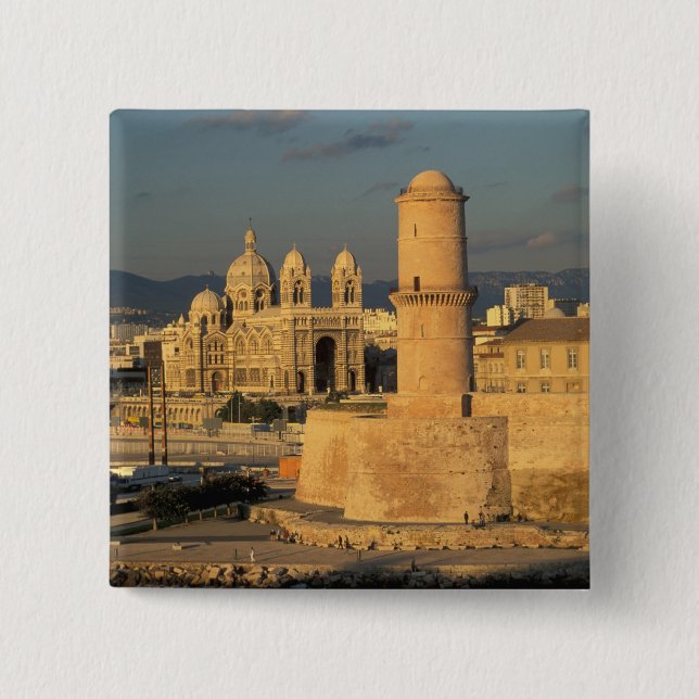 EU, France, Provence, Bouches-du-Rhone, 2 Inch Square Button (Front)