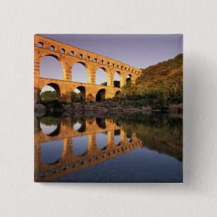 EU, France, Provence, Gard, Pont du Gard. 2 Inch Square Button