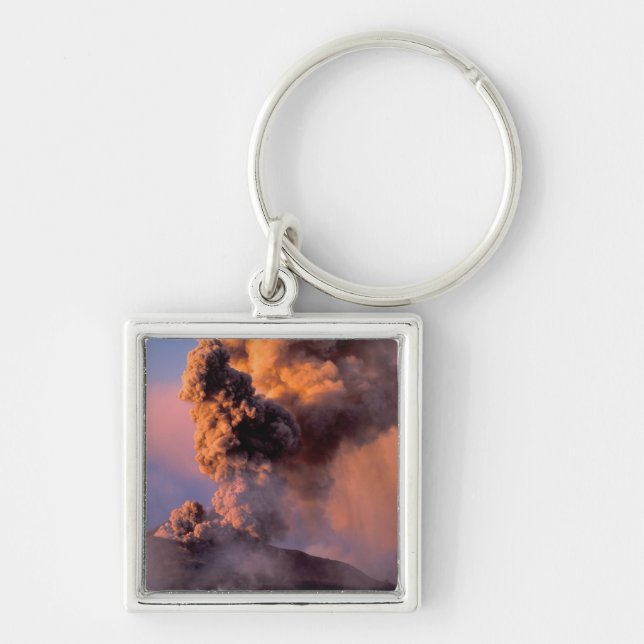 EU, Italy, Sicily, Mt. Etna summit vent Keychain (Front)