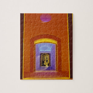 EU, Spain, Barcelona. Lit doorway near Picasso Jigsaw Puzzle