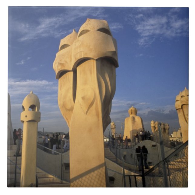EU, Spain, Catalonia, Barcelona. Antonio Gaudi's Tile (Front)