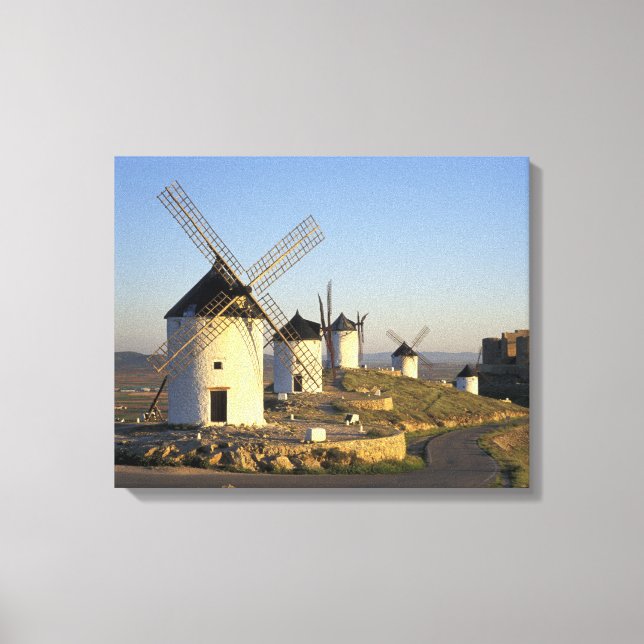 EU, Spain, La Mancha, Consuegra. Windmills and Canvas Print (Front)
