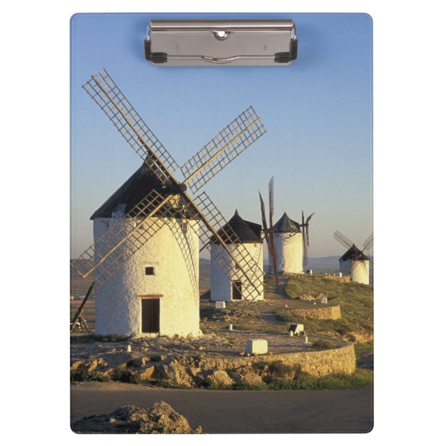 EU, Spain, La Mancha, Consuegra. Windmills and Clipboard (Front)