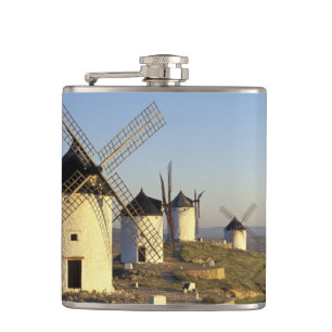 EU, Spain, La Mancha, Consuegra. Windmills and Hip Flask